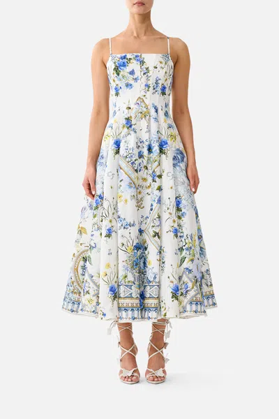 Camilla Corset Dress With Long Flared Skirt Dandelion Skies In White