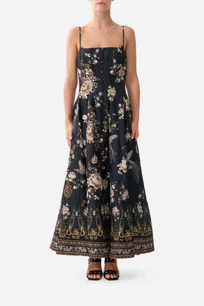 Camilla Corset Dress With Long Flared Skirt Flamenco Folklore In Black