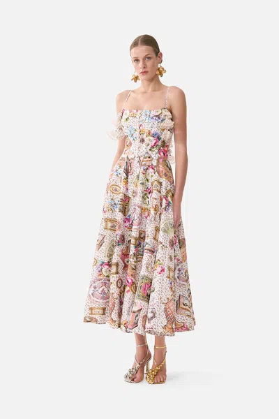 Camilla Corset Dress With Long Flared Skirt In The Heart Of Art In Multi