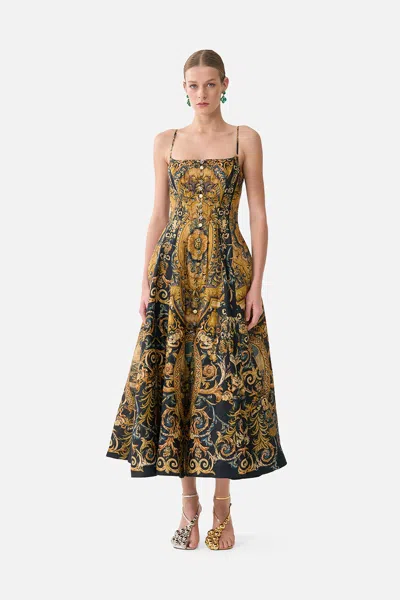 Camilla Corset Dress With Long Flared Skirt Museum Memoirs In Multi