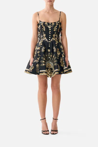 Camilla Corset Dress With Short Flared Skirt Taurus Rising In Black