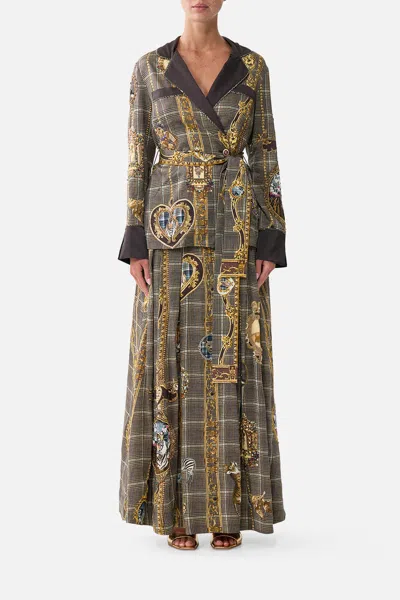 Camilla Corset Waist Maxi Skirt Animals In The Palace In Brown