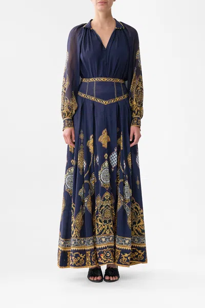 Camilla Corset Waist Maxi Skirt The Imperial Gate In Blue
