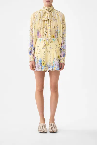 Camilla Corset Waist Short Darling Buds In Yellow