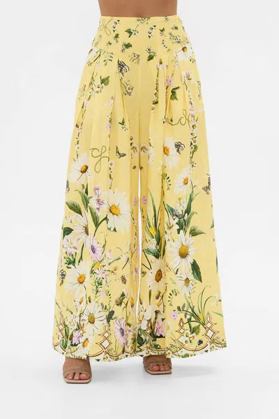 Camilla Corset Waist Wide Leg Pant In Daisy Chains In Multi
