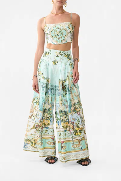 Camilla Corset Waist Wide Leg Pant Venus On A Vespa In Blue