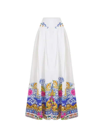 Camilla Corset-waist Wide-leg Trousers In White