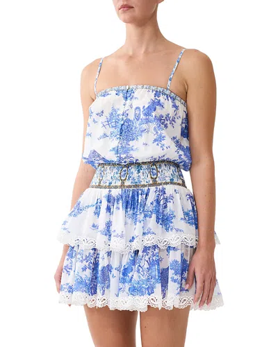 Camilla Cotton Smocked Waist Mini Dress In Multi