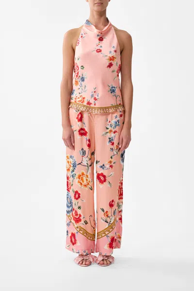 Camilla Cowl Neck Halter Top Majestic Milla In Pink