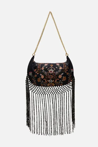 Camilla Crescent Clutch Shoulder Bag Loom To Tomb In Black