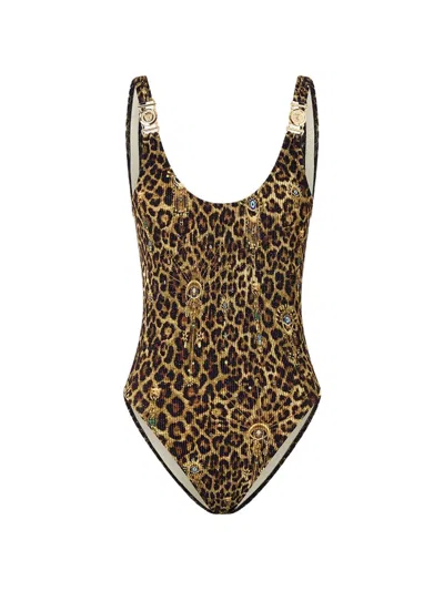 Camilla Crinkle Strap Trims One Piece In Brown