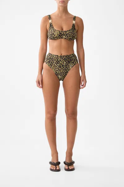 Camilla Crinkle Stretch Crop Bikini Top With Strap Trims Feline Folklore In Black