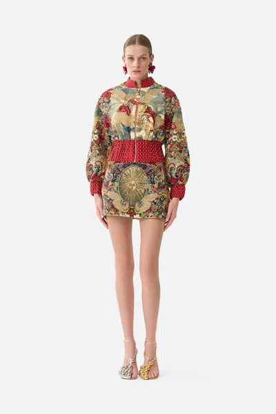 Camilla Cropped Bomber Jacket Meet Me At The Met In Multi