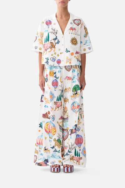 Camilla Cropped Camp Collar Blouse Kapadokya Kitsch In White