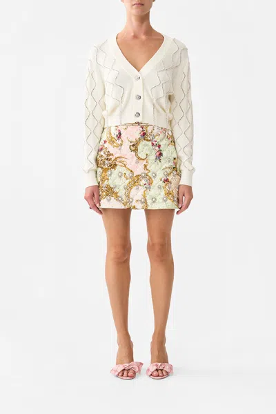 Camilla Cropped Knit Cardigan The Queens Quarters In Neutral