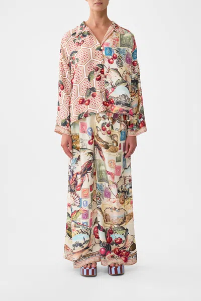 Camilla Cropped Relaxed Shirt Notes From The Road In Multi