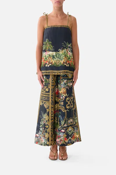 Camilla Cropped Wide Leg Panel Pant Palace Zoology In Black