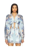 Camilla Linen Cropped Wrap Shirt In Al Manial Palace Memoirs
