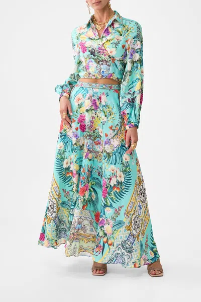 Camilla Cropped Wrap Shirt Gardens Of Queluz In Multi