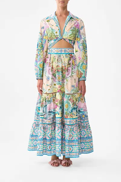 Camilla Cropped Wrap Shirt Just Coasting In Multi