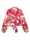 Camilla Cropped Wrap Shirt In Red