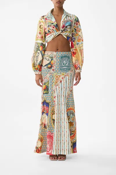 Camilla Cropped Wrap Shirt Soap Opera In Multi