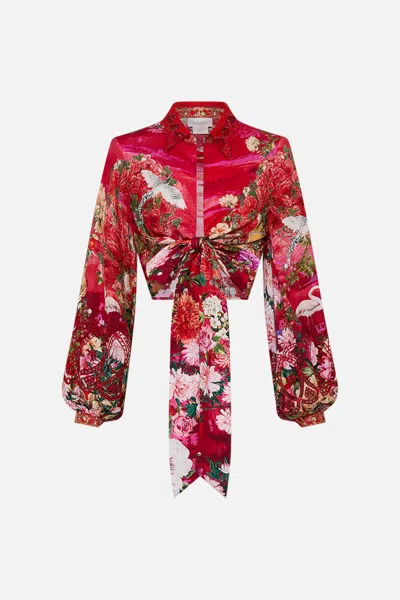Camilla Cropped Wrap Shirt Sweet Home Alexandria In Red