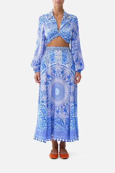 Camilla Cropped Wrap Shirt The Bosphorous In Blue