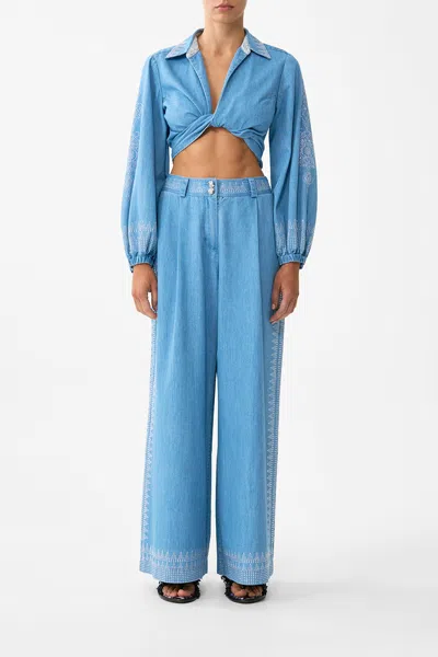 Camilla Cropped Wrap Shirt The Hum Of The Alhambra In Blue