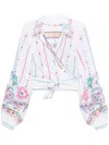 Camilla Cropped Wrap Shirt In White