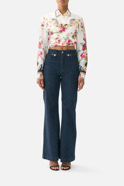 Camilla Cropped Wrap Shirt With Tie Torero Libertine In White
