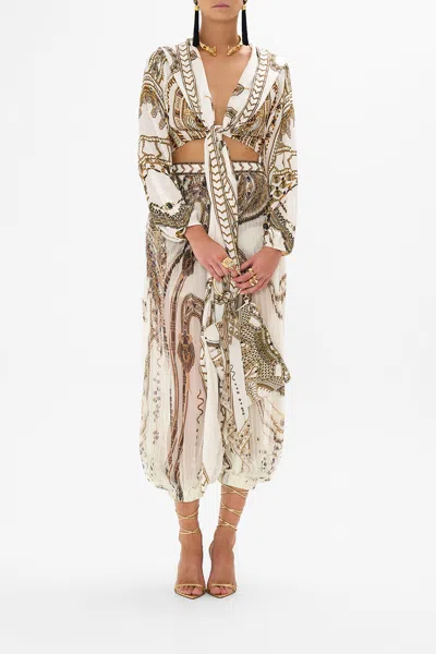 Camilla Cropped Wrap Top With Hood Goddess Energy In Neutral