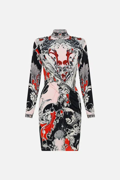 Camilla Cross Front Mini Dress Mark Of Medusa In Black