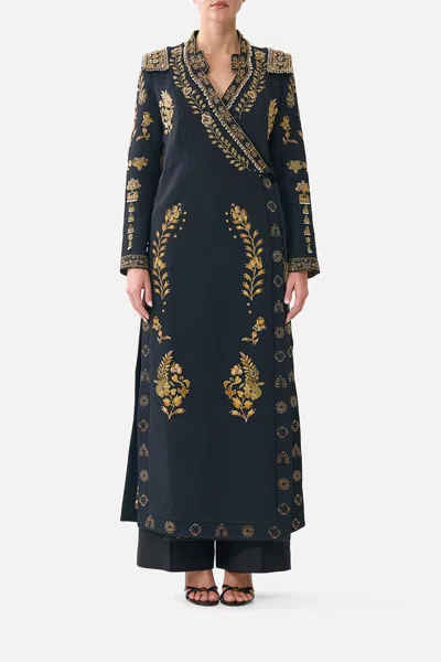 Camilla Cross Over Coat Taurus Rising In Blue