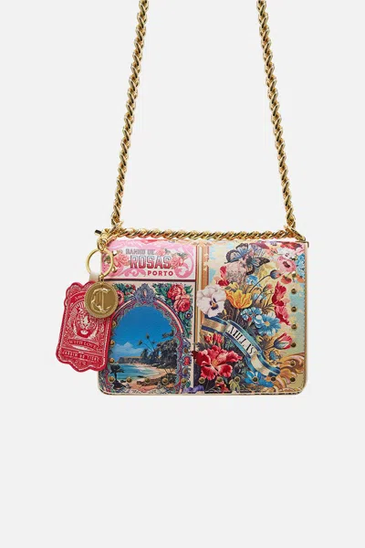Camilla Crossbody Box Bag With Chain And Keyring Aromatic Tiger Flower In Pattern