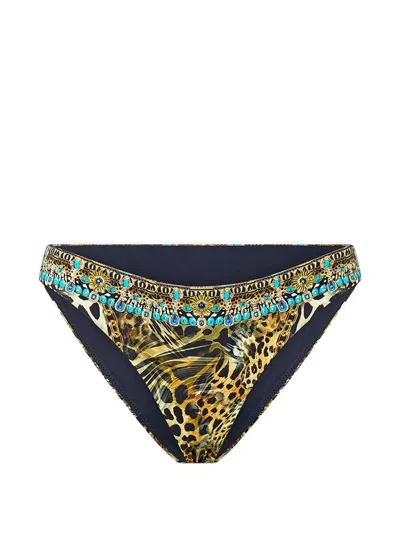 Camilla Crystal-embellished Bikini Bottom In Brown