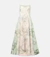 Camilla Embellished Floral-print Linen And Silk-blend Midi Dress In Green
