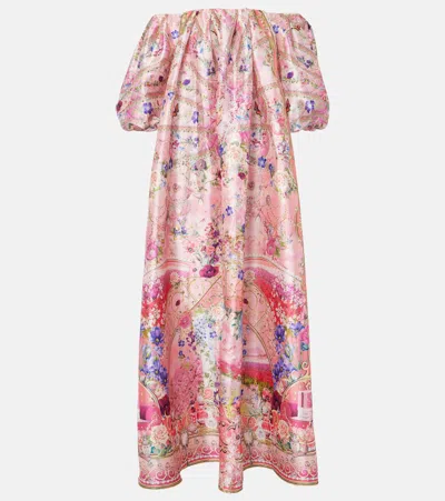 Camilla Crystal-embellished Floral Tafetta Maxi Dress In Pink