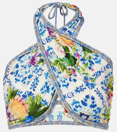 Camilla Crystal-embellished Halterneck Wrap Top In Wall To Wall Wonders