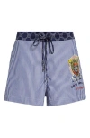 Camilla Crystal Embellished Stripe Boxer Shorts In Song Of Saint Anthony