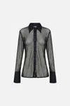 Camilla Crystal Mesh Shirt With Silk Contrast Mark Of Medusa