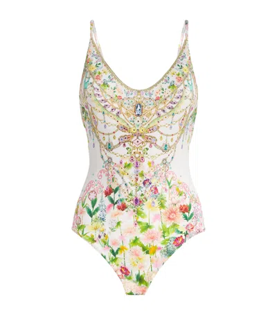 Camilla Crystal-embellished Floral Swimsuit In Neutral