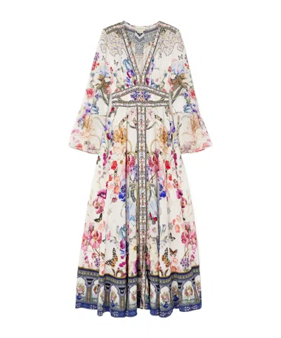 Camilla Shaped Waistband Dress With Ruffle Sleeve Monserrate Magic In Multi