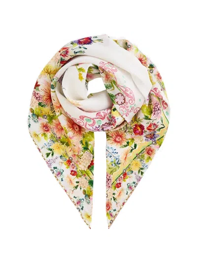 Camilla Crystalled Floral Pocket Square In White
