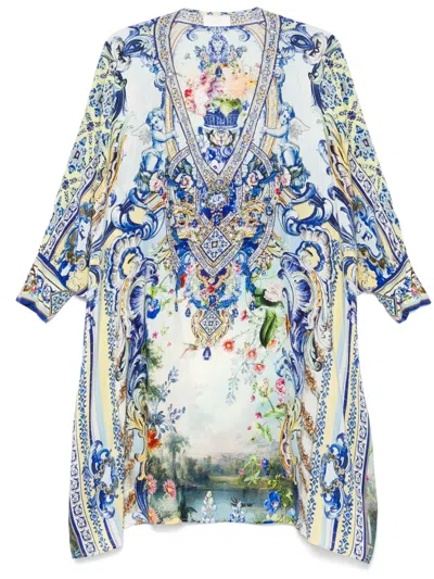 Camilla Cuff-detail Mini Dress In Blue