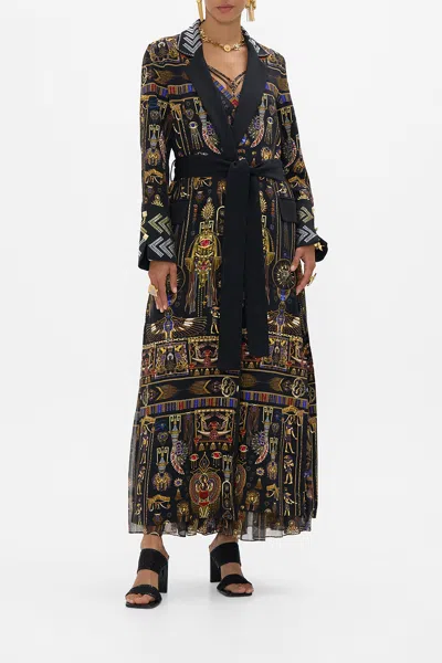 Camilla Cuffed Short Side Split Coat Cartouche Kingdom In Black