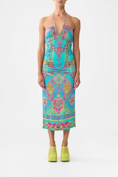 Camilla Cut Out Sleeveless Jersey Halter Neck Dress In The Concubines Corridor In Multi