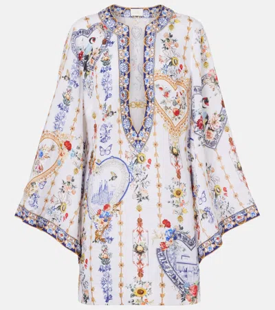 Camilla Cutout Printed Linen Kaftan In Multi