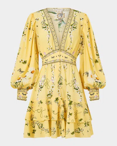 CAMILLA DAISY CHAINS BUTTON-FRONT FRILL DRESS