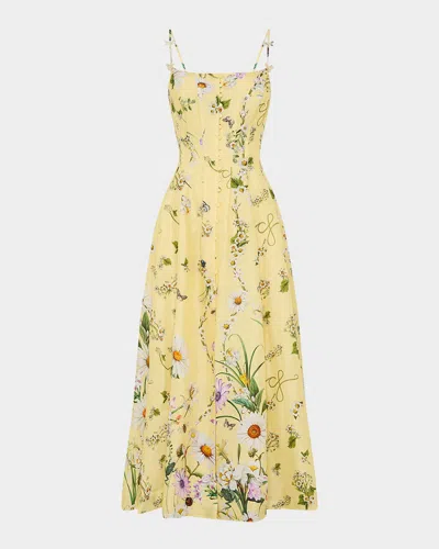 CAMILLA DAISY CHAINS CORSET DRESS WITH LONG FLARED SKIRT